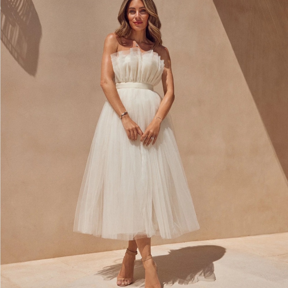 Lydia Millen Corseted Tulle Woven Midi Dress | Karen Millen